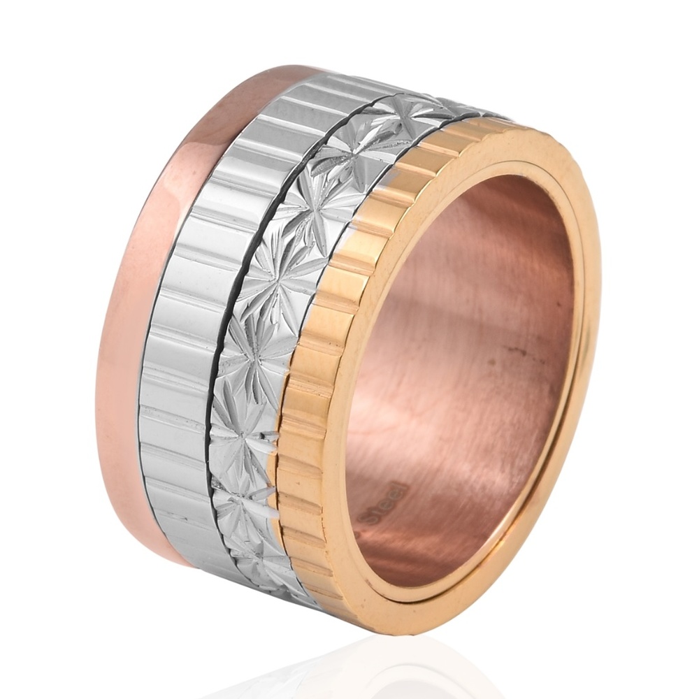 ION Plated YRG & Stainless Steel Ring (Size 6.5) - Picture 2 of 4